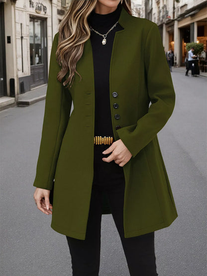 Button Up Long Sleeve Coat Army Green