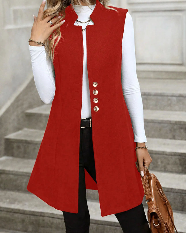 Button Up Longline Vest Coat