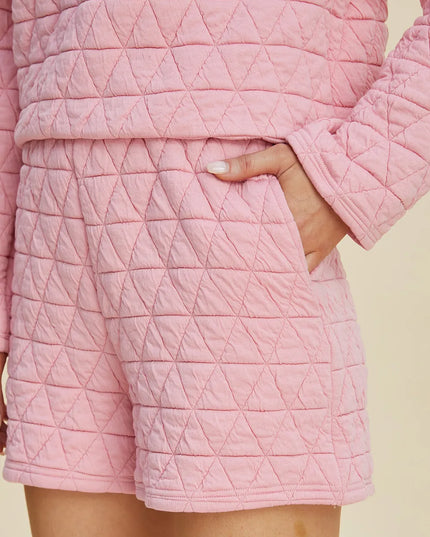 Double Take Full Size Texture Round Neck Long Sleeve Top and Shorts Set