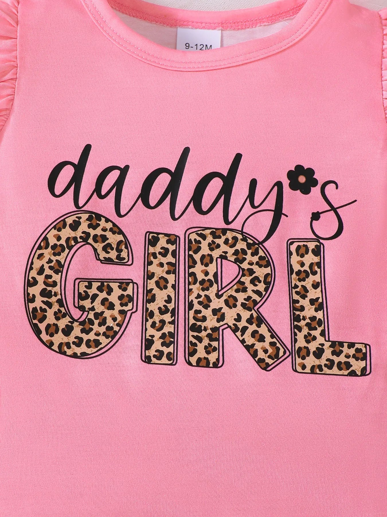 Children's Headband Letter Ruffle Sleeve Top and Shorts 3-Piece Set