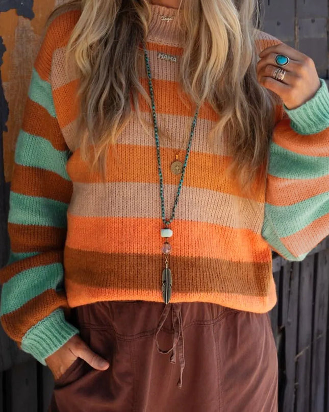 Striped Rainbow Long Sleeve Sweater