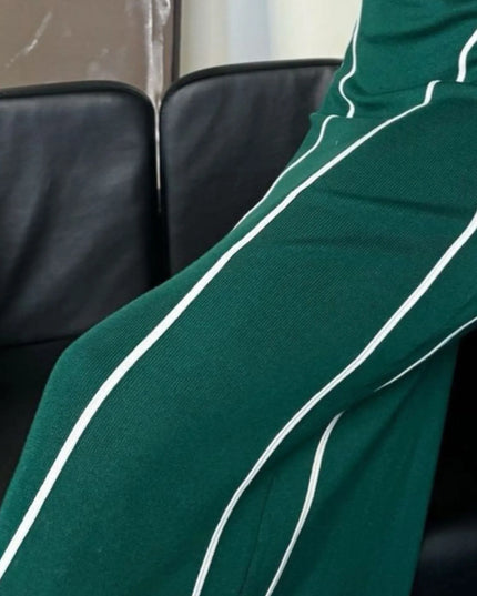 Striped Round Neck Long Sleeve Maxi Knit Dress