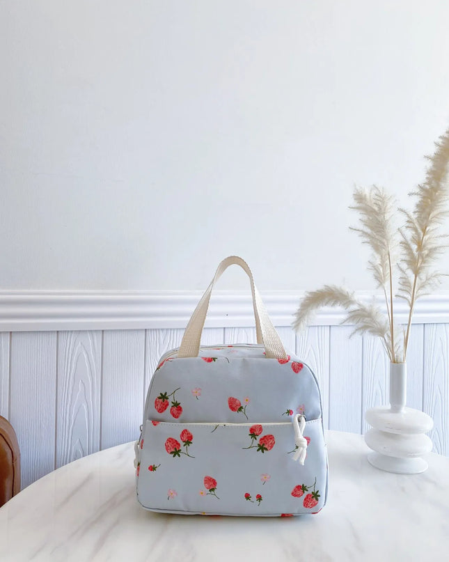 3-Piece Strawberry Print Canvas Bag Set 