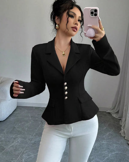 Fitted Button-Front Blazer