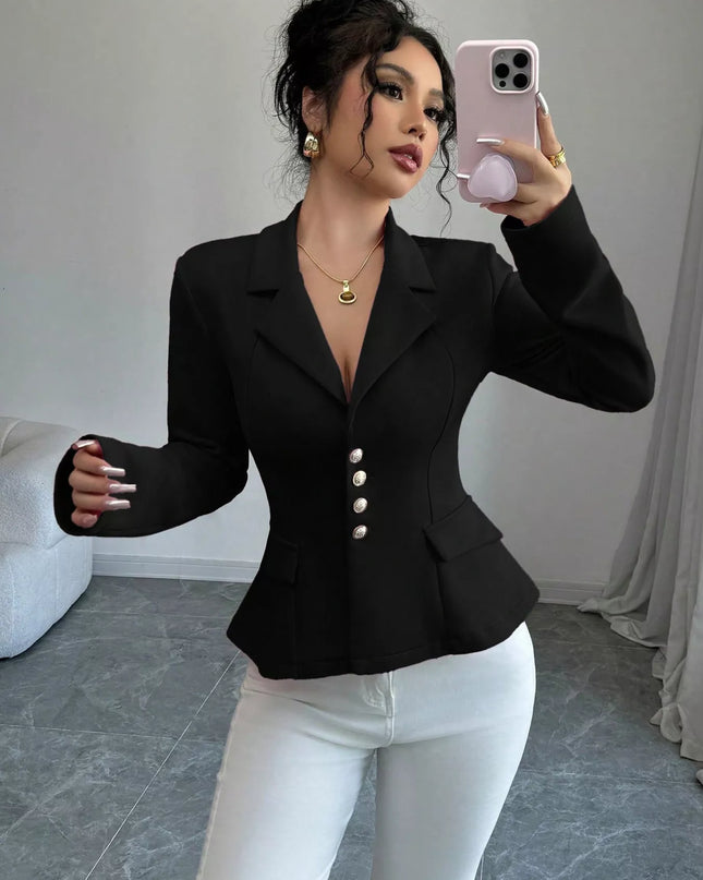 Fitted Button-Front Blazer