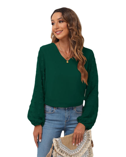 Swiss Dot Balloon Sleeve Blouse