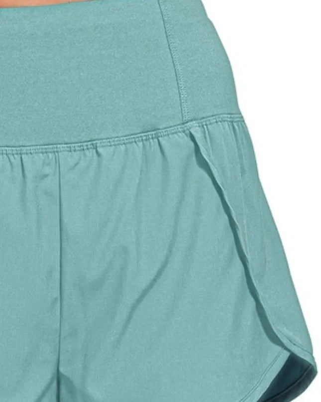 Zenana High Waisted Zippered Back Pocket Running Shorts