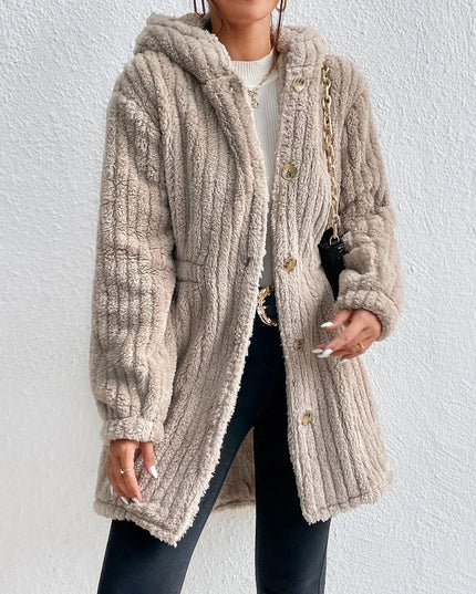 Button Down Hooded Coat