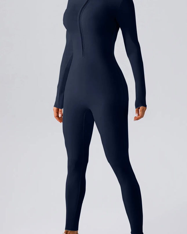 Half Zip Mock Neck Active Jumpsuit 