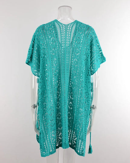 Angel Wings Cutout V-Neck Cover-Up with Tassel 