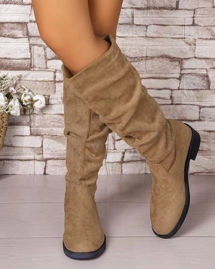 Round Toe Block Heels Boots