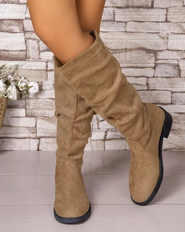 Round Toe Block Heels Boots
