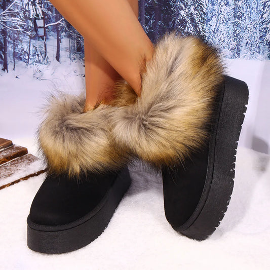 Fur-Trimmed Winter Boots Black