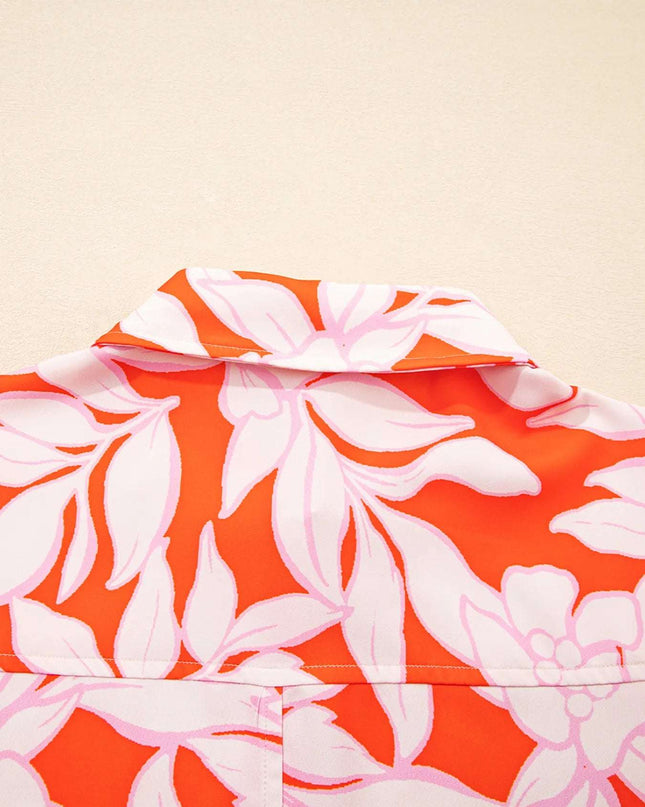 Botanical Print Single Chest Pocket Button Up Shirt