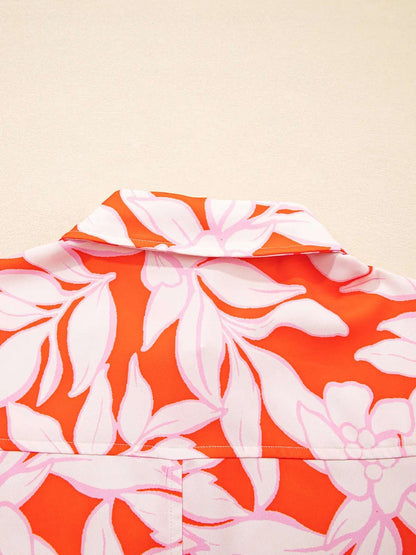 Botanical Print Single Chest Pocket Button Up Shirt