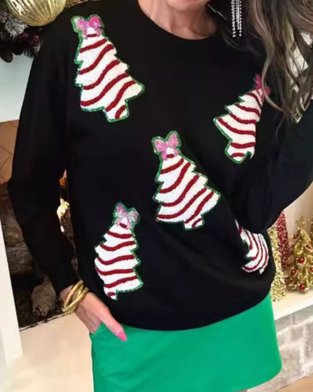 Christmas Tree Sequin Long Sleeve Sweatshirt