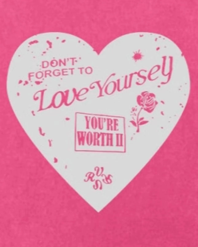 Heart Round Neck Short Sleeve T-Shirt 