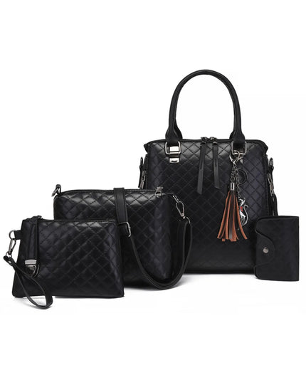 4-Piece PU Leather Bag Set with Tassel Detail 