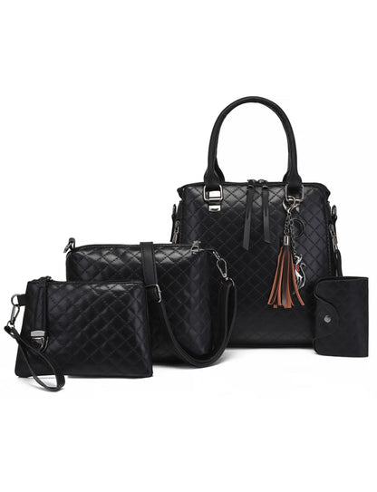 4-Piece PU Leather Bag Set with Tassel Detail 