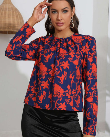 Floral Long Puff Sleeve Blouse