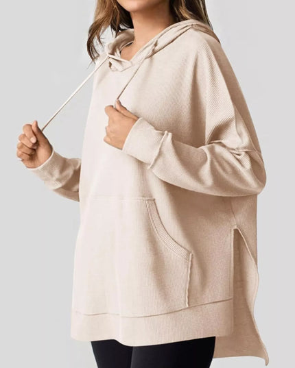 High-Low Hoodie with Kangaroo Pocket