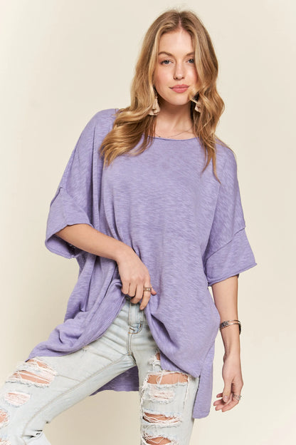 ADORA Drop Shoulder Loose Fit Knit Tunic Top