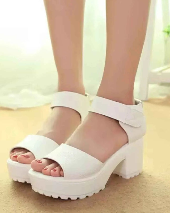 Platform Chunky Heel Sandals with Ankle Strap