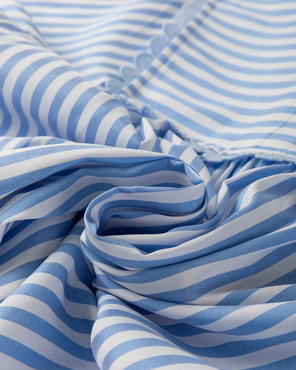 Striped Notched 3/4 Sleeve Blouse