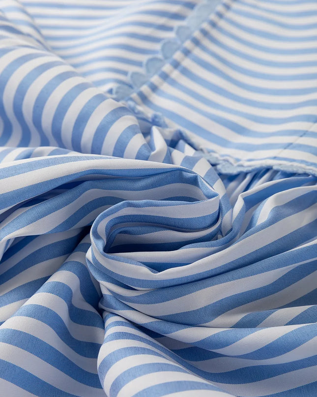 Striped Notched 3/4 Sleeve Blouse