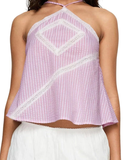 Striped Halter Neck Cami Pink