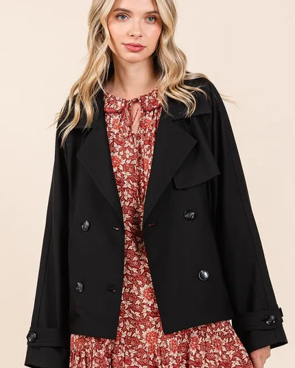 Mittoshop Double Breasted Long Sleeve Trench Coat Jacket