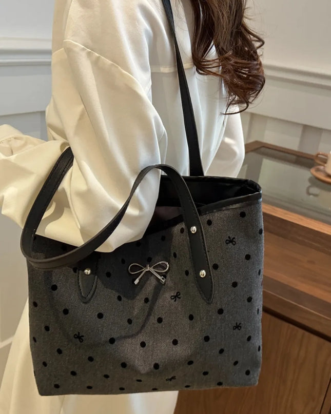 Bow Trim Polyester Tote Bag 