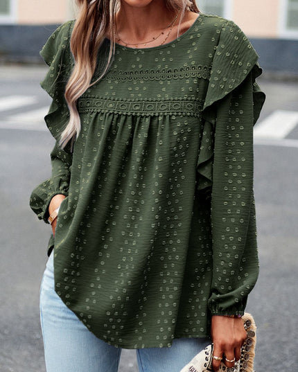 Devine Ruffle Trim Balloon Sleeve Blouse