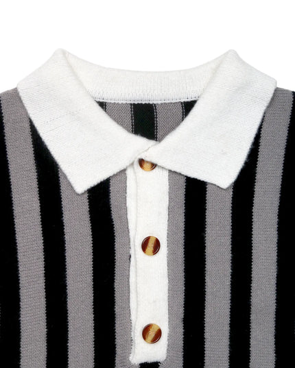 Striped Button Front Long Sleeve Sweater