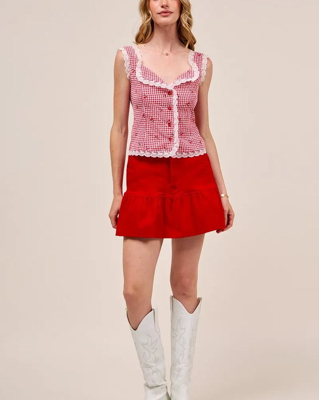 SO ME Ruffled Hem Game Day Mini Skirt