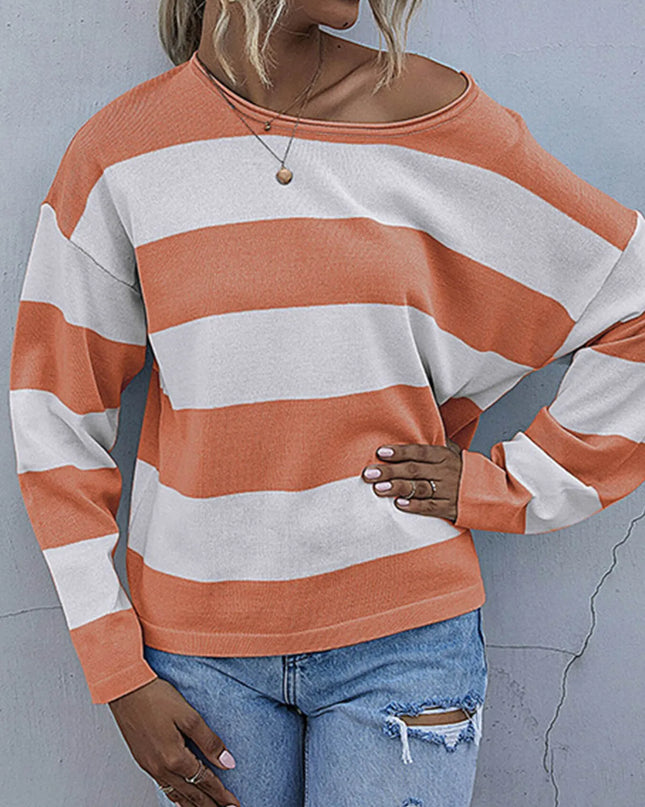 Striped Casual Long Sleeve Knit Top