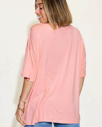 Basic Bae Full Size Bamboo V-Neck Drop Shoulder T-Shirt 