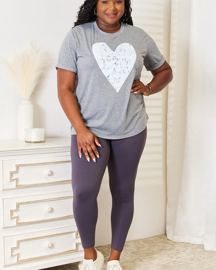 Simply Love Heart Graphic Cuffed Short Sleeve T-Shirt