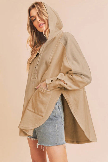 Aemi + Co Slit Half Snap Oversize Hoodie