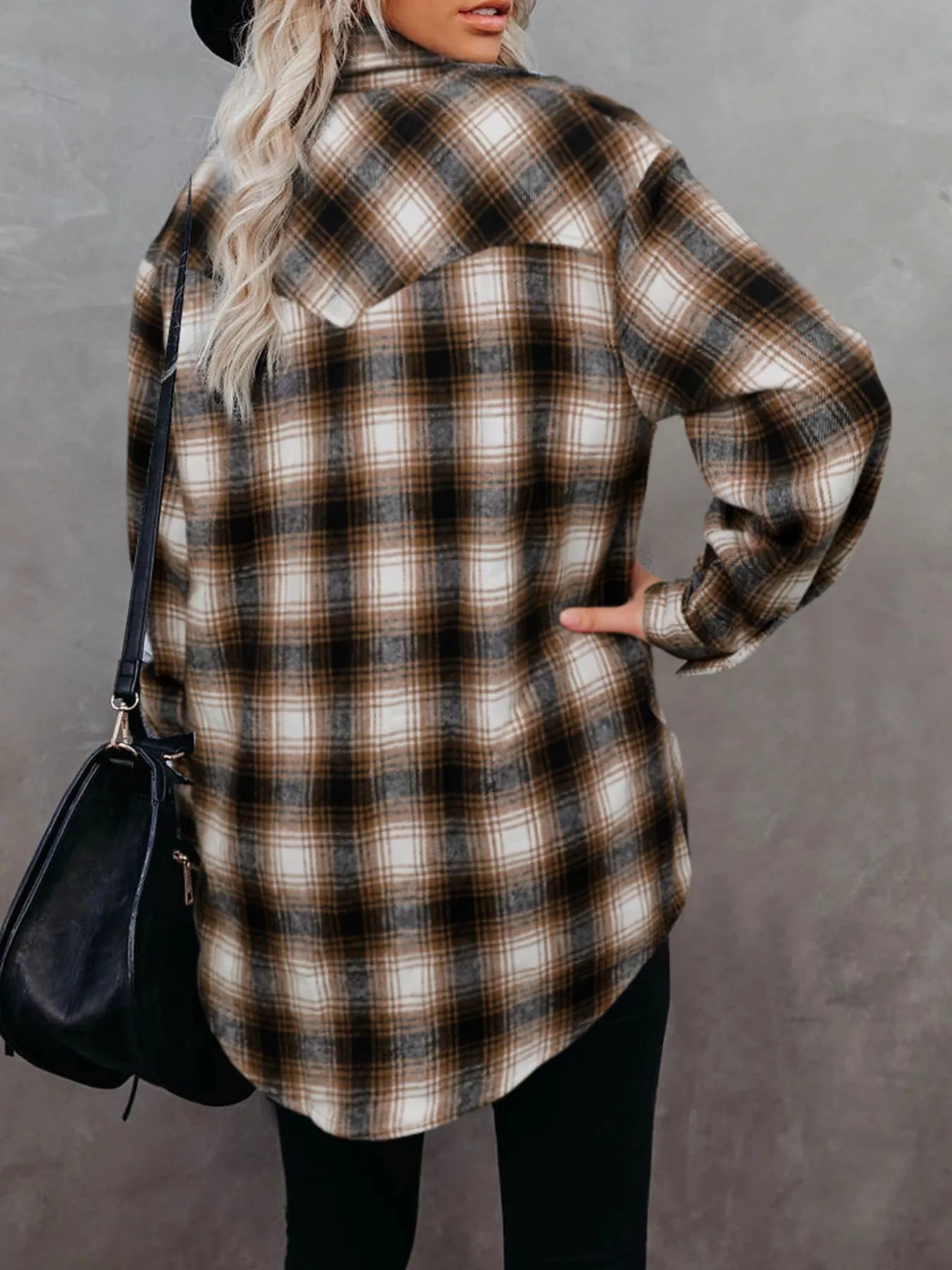 Full Size Plaid Button-Up Long Sleeve Shirt Plus Size