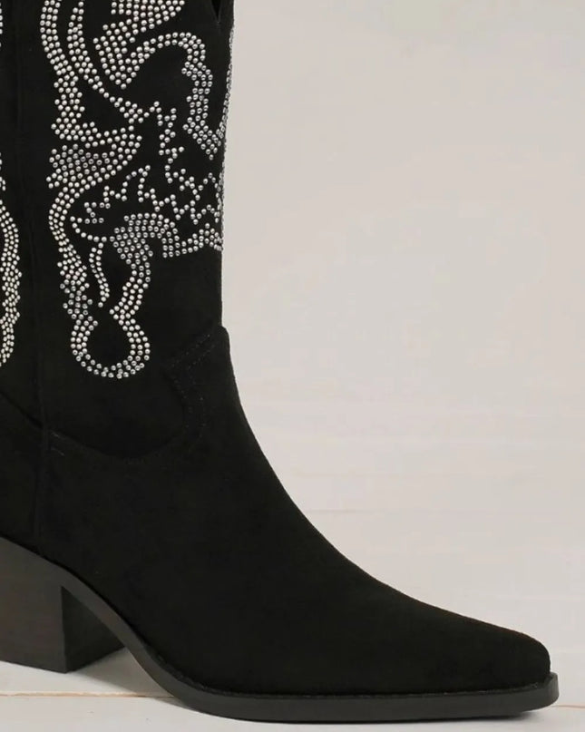 Beast Fashion Rhinestone Detail Point Toe Boots