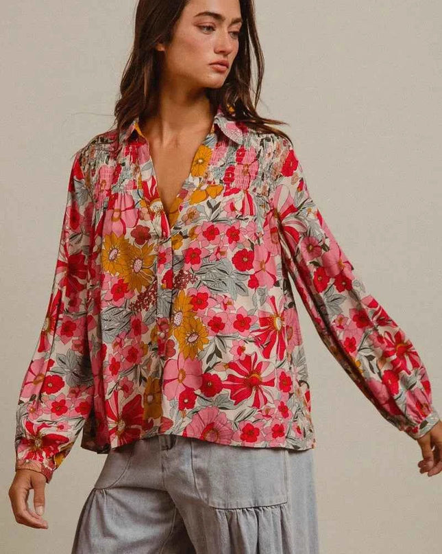 BiBi Woven Floral Printed Shirt Top