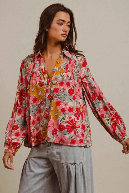 BiBi Woven Floral Printed Shirt Top