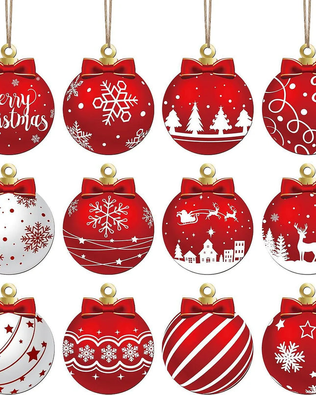 40 Sets Christmas Ball Wooden Pendant Set Christmas Tree Decoration Home Party Decoration Supplies Cute Christmas Set