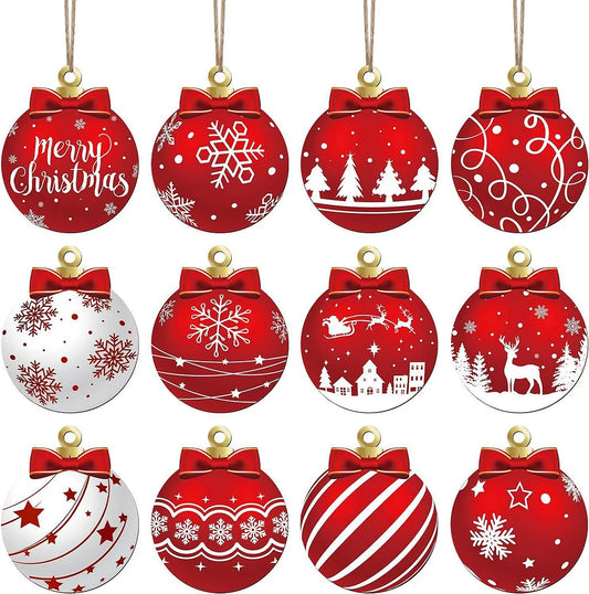 40 Sets Christmas Ball Wooden Pendant Set Christmas Tree Decoration Home Party Decoration Supplies Cute Christmas Set
