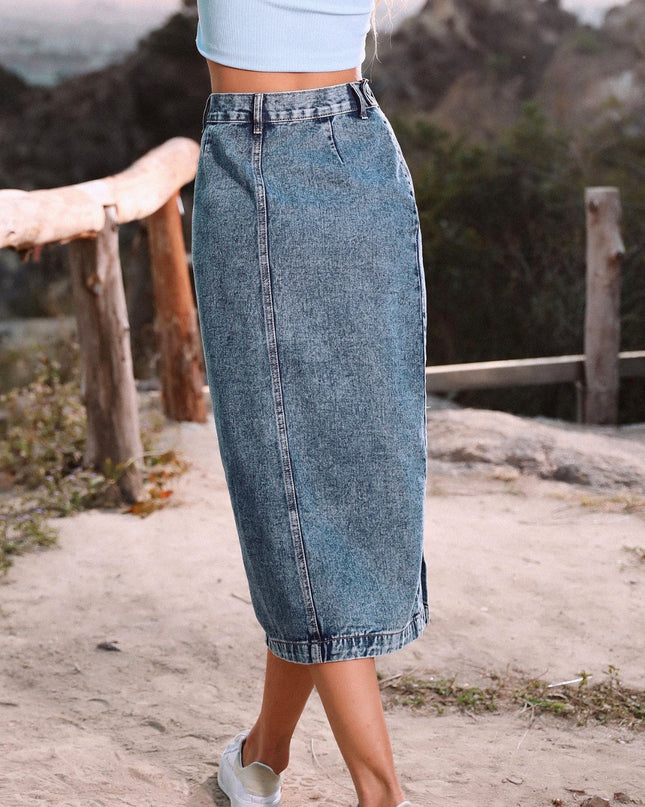 Button Down Denim Skirt