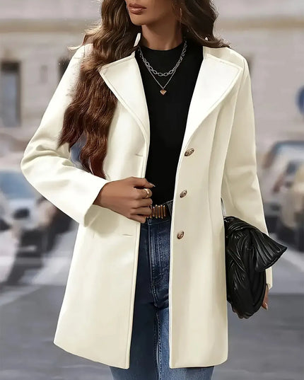 Single-Breasted Longline Blazer Coat Cream