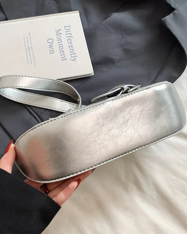 PU Leather Buckle Shoulder Bag 