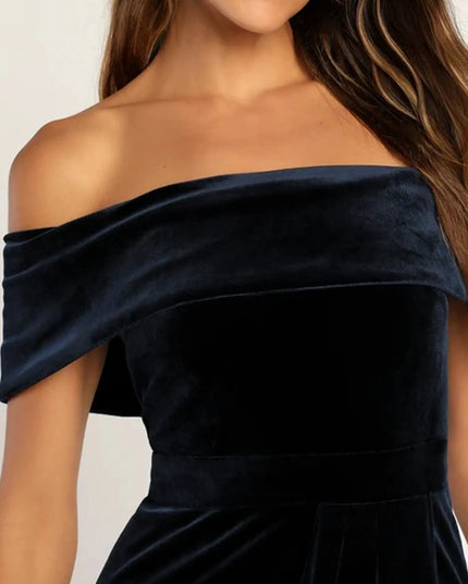 Off-Shoulder Wrap Dress with Side Slit