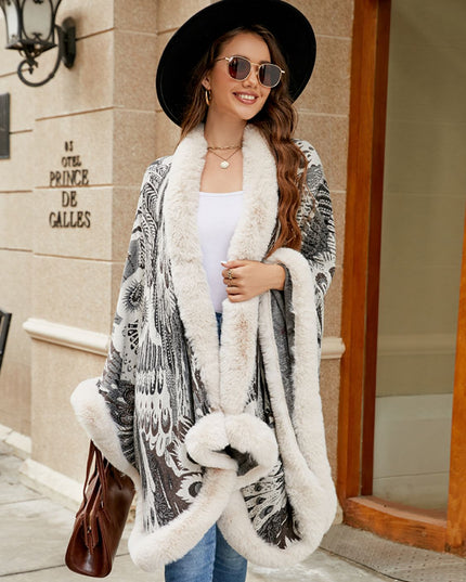 Printed Open Front Poncho